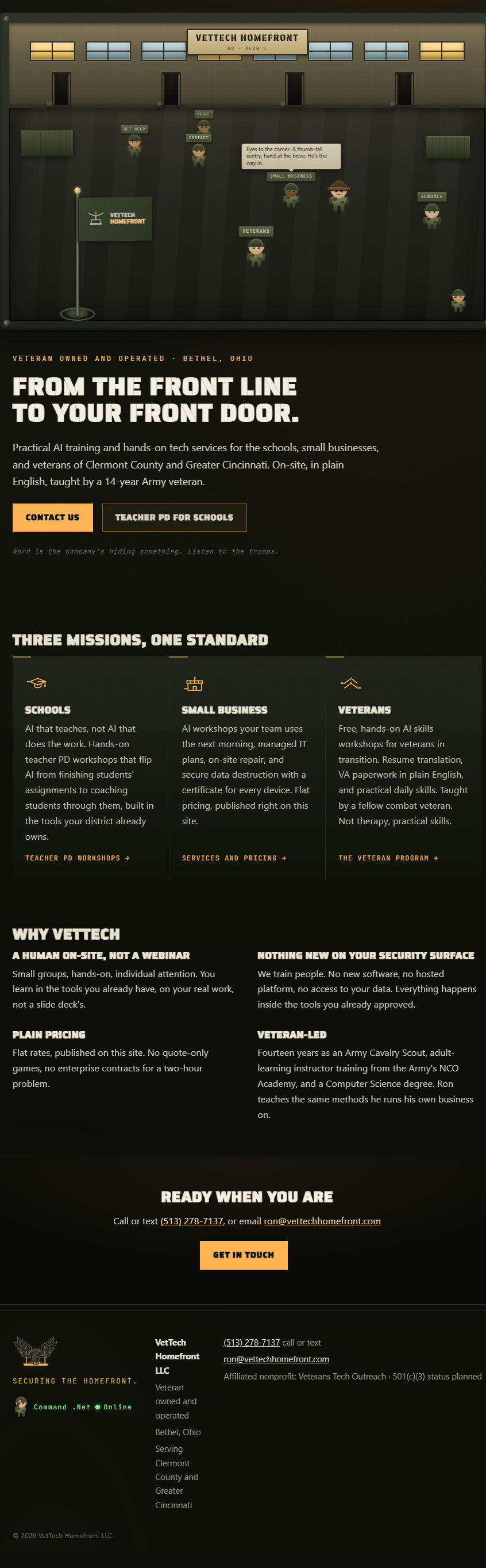 VetTech Homefront — veteran-owned tech training, services and pricing